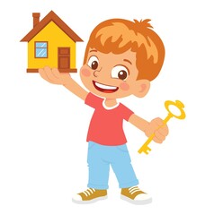 Boy holding house key