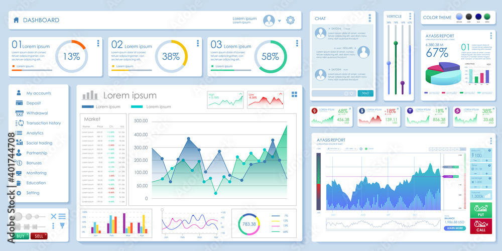 Wall mural set vector elements of infographics and user interface
