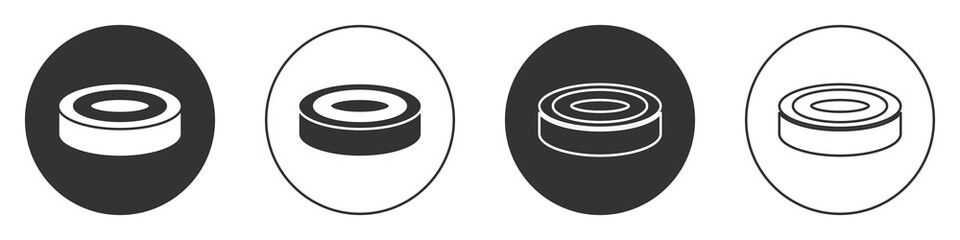 Black Checker game chips icon isolated on white background. Circle button. Vector.