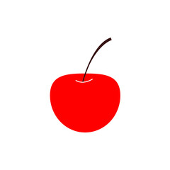 illustration of red glossy cherries on white background