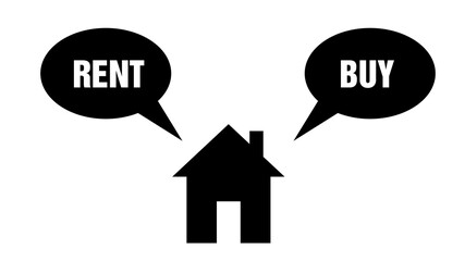 home with Buy or Rent, copy space.