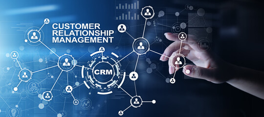 CRM - Customer relationship management automation system software. Business and technology concept.