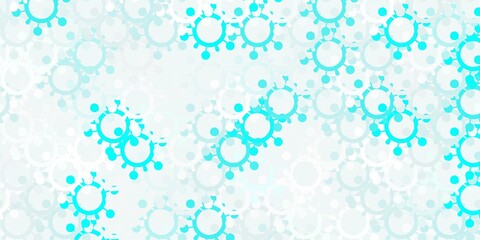 Light Blue, Green vector background with covid-19 symbols.
