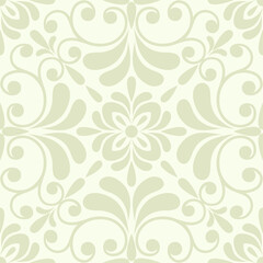 Seamless light background with beige pattern in baroque style. Vector retro illustration. Ideal for printing on fabric or paper for wallpapers, textile, wrapping. 