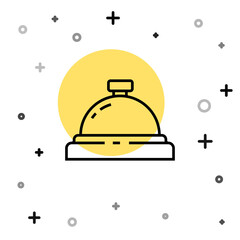 Black line Hotel service bell icon isolated on white background. Reception bell. Random dynamic shapes. Vector Illustration.