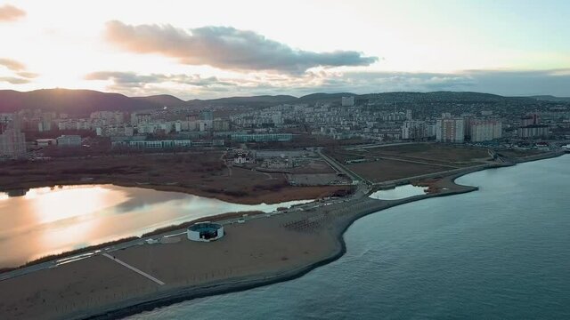 Aerial photography Novorossiysk beach spit