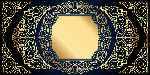 Golden ornate decorative vintage design card