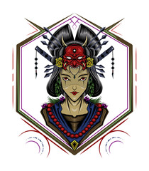 Geisha symbol. Japanese mascot design