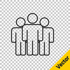 Black line Users group icon isolated on transparent background. Group of people icon. Business avatar symbol - users profile icon. Vector.