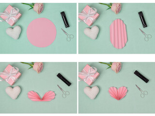 DIY paper heart for Valentine's Day. The user on the collage. .