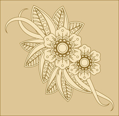 Mehndi flower decoration in ethnic oriental, indian style. doodle ornament. outline hand draw illustration. coloring book page.