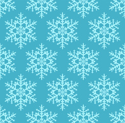 Japanese Blue Snowflake Vector Seamless Pattern