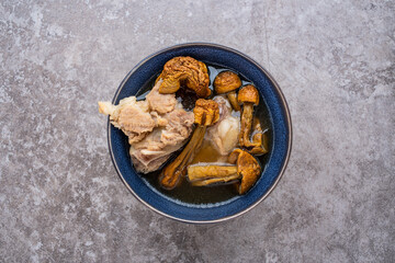 A bowl of nutritious and delicious matsutake pork bone soup