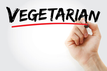 Vegetarian text with marker, concept background