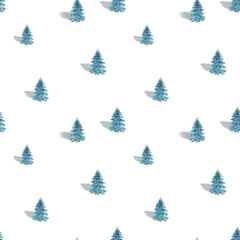Obraz premium Beautiful vector seamless pattern with watercolor christmas fir tree. Stock illustration.
