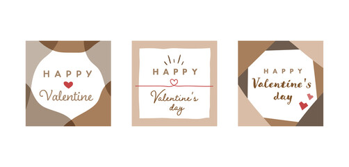 バレンタインデーのバナー背景のセット　広告　テンプレート　フレーム　枠　正方形　シンプル
