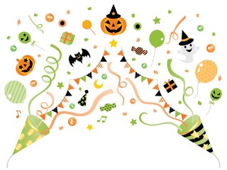 ハロウィンの2つのクラッカーとジャック・オ・ランタン