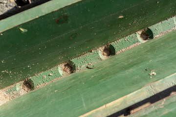 old sowing machine with seeds for grass