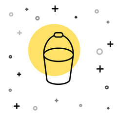 Black line Fire bucket icon isolated on white background. Metal bucket empty or with water for fire fighting. Random dynamic shapes. Vector.