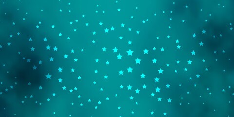 Dark Green vector background with small and big stars.