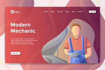 Illustration design with a modern mechanic concept for landing page
