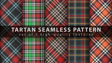 Set classic tartan seamless pattern. 