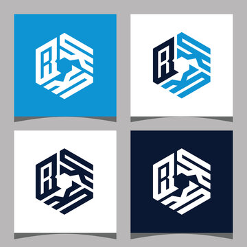 Creative initial letter RKK hexagon logo design concept vector