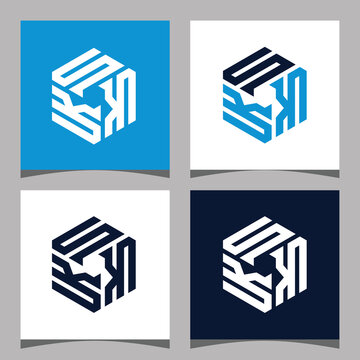 Creative initial letter SKK hexagon logo design concept vector