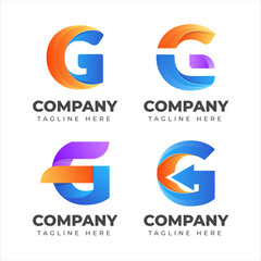 Set of letter g logo collection with colorful concept for company
