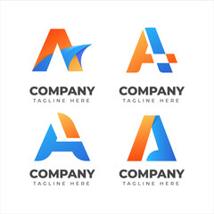 Set of letter A logo collection with colorful concept for company