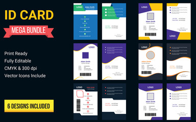 Id Card Template, dentification id badge, Personal Identification, plastic card identity, Identification badge for male or female with name and signature vector design layout,