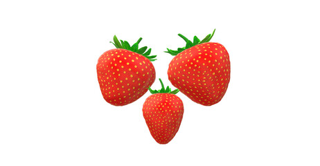 3d illustrations,  three strawberries isolated with white background