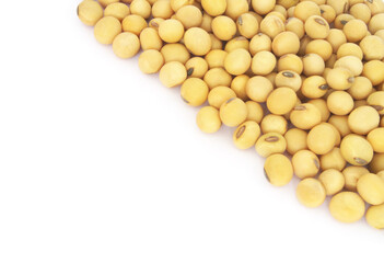 Soy beans isolated on white background with space for text