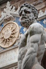 Hercules statue (detail) at the entrance of Palazzo Vecchio, Piazza della Signoria, Florence.