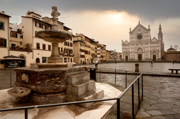The fountain with an octagonal base, Piazza Santa Croce, Florence.