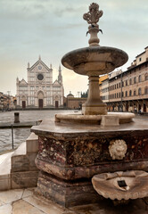 The fountain with an octagonal base, Piazza Santa Croce, Florence.