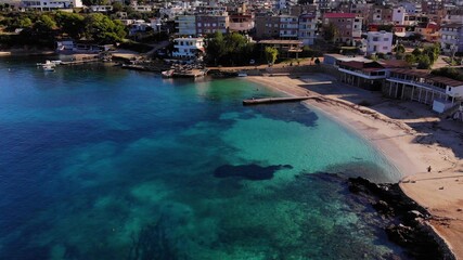 4K Aerial drone fly over the sea