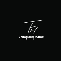 FH Initial handwriting or handwritten logo for identity. White logo on black background with signature and hand-drawn style.