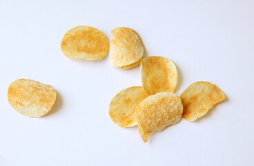 potato chips isolated on white background. snack