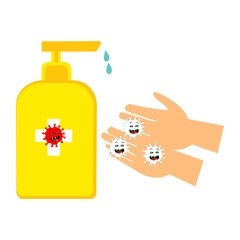 Disenfection, a hand sanitizer poster vector illustration