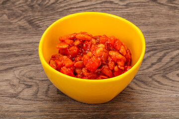 Baked kidney with tomato and pepper