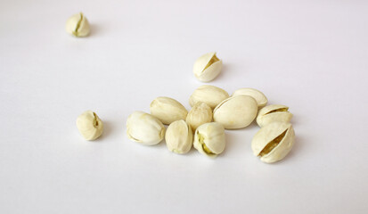 Pistachios isolated on white background.