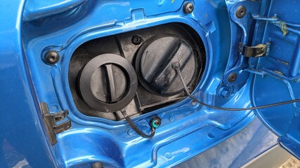 blue car engine