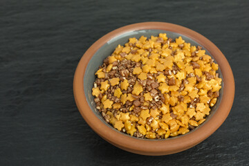 background of sugar sprinkles in orange and brown with stars
