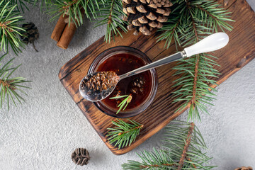 Young pine cones jam is a natural antioxidant for diseases.