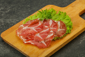 Smoked pork neck slices snack