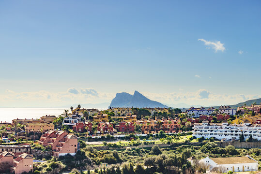 Spanish coast and Gibraltar rock on horizon