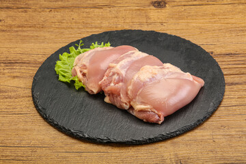 Raw chicken boneless and skinless leg