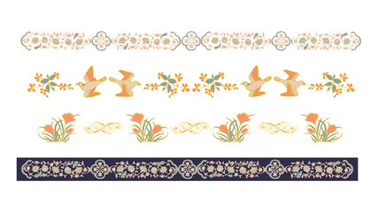 vintage flowers and birds decorative text divider set