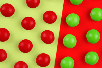 Background with red and green sweets